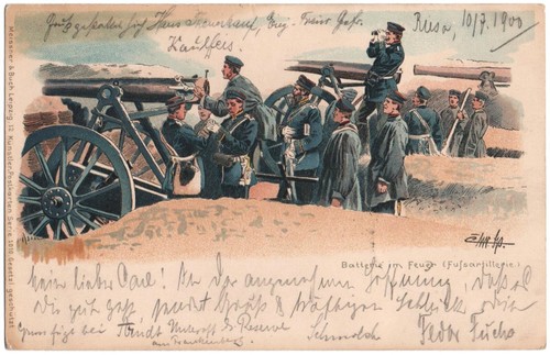 Alte künstler batterie im - alte, künstler-ak,