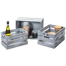 KESPER Aufbewahrungsboxen 3erSet Dekokisten Holzkiste Weinkiste Truhe Antik GRAU