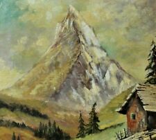 H. (Henry-?) Pol (XX) kl. Alpen-Gemälde 1962: HÜTTE AM HANG VOR DEM MATTERHORN 