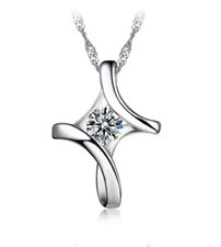 Anhänger Kreuz Weiß Zirkon Halskette Silber 925 Damen Schmuck Geschenk Liebe