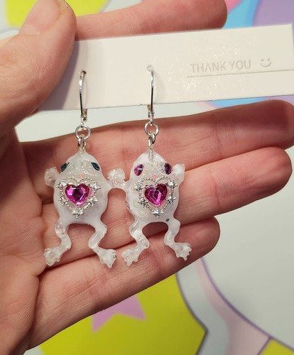 Weiße frosch ohrringe - frosch,