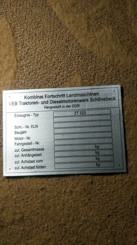 Typenschild traktor - typenschild,