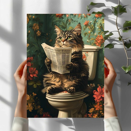 Katze auf toilette poster - toilette,