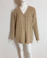 Madeleine kuschelige sehr dicke 100% Kaschmir Strickjacke Zopfmuster Kamelbeige