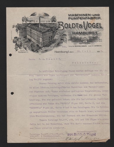Hamburg rechnung 1913 boldt - hamburg,,