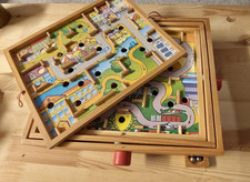 Geschicklichkeitsspiel Labyrinth-Spiel aus Holz 33 x 30x 9 cm + 2 Kugeln