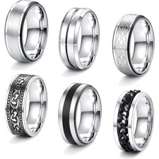 Herren ringe edelstahl set - herren, 6