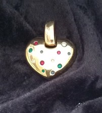 HERZ Anhänger golden Vario Clip hochwertig JP Modeschmuck mit farbigen Steinchen