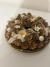 Adventskranz mit passendem Untersetzer, Gold