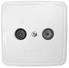 BK Dose Kabel Stich End Antennen Anschluss Unterputz Abdeckung weiß TV 2 Loch