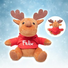 Plüsch Rentier mit Hoodie - Stofftier mit Wunschname Weihnachten Geschenk Geburt