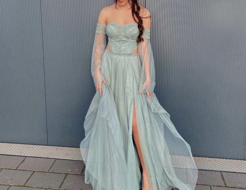 Damen abendkleid hellblau lang - damen,