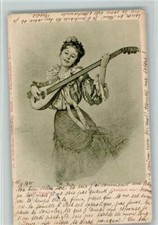 10546118 - Frau mit einer Laute / Mandoline AK Zupfinstrument