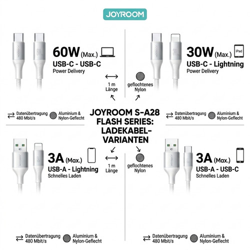 Ladekabel usb auf - usb-c, usb-a