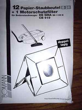 Staubsauger Staubbeutel B26 De SINA Bomann 12 Stück + Motorschutzfilter