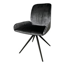 Hülsta Stuhl S1000 Stoff Velour Glänzend Blaugrau Gestell Anthrazit