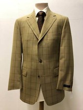 Burberry Sakko Gr.50 beige Einreiher Dreiknopf kariert reine Schurwolle-S034
