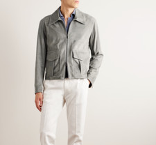 Herren grau lederjacke reines - grau,