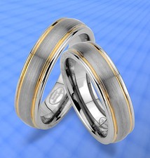 2 Trauringe Eheringe Ringe , GOLD PLATIERT ,  WOLFRAM , inkl. Lasergravur * JW28