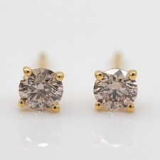 Ohrstecker 750/18K Gelbgold Wempe Diamanten ca. 1,12ct Fancy Brown / VVS -VS