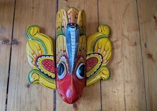 Wand Maske Holz Geschnitzt Sri