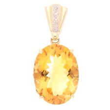 Anhänger 9 Karat Gelbgold Mandarinen Citrin & Weißtopas (15 x 32,5 mm)