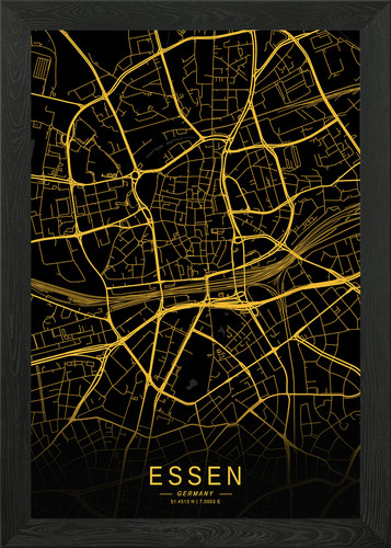 Golden essen stadtplan gerahmt - stadtplan,