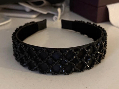 Damen haarband schwarz - schwarz, mit