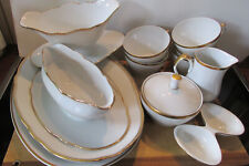 12 x Speise/Kaffeegeschirr - Platten, Sauciere, Tassen , Zuckerdose , weiß Gold