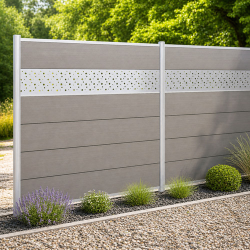 Wpc sichtschutzzaun grau - sichtschutzzaun, xl
