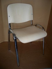 Stuhl Besucherstuhl  Küchenstuhl Marco, Natur  Stapelstuhl, Holz/Metall vercromt