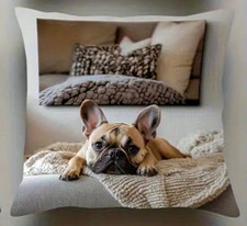 Luxus 45 cm Kissen wie Loberon Deko Bulldogge Mops french bulldog Hund beige