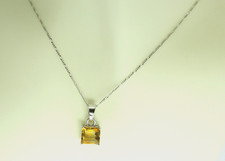 Gautam Anhänger 18 kt 18k 750 er Weiß Gold mit Citrin Zitrin Kette 18 kt 45 cm