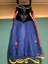 Kinder Kostüm Eiskönigin Anna Prinzessin Kleid Blau Mädchen Karneval Fasching