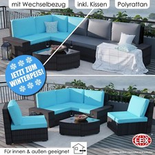 XXL Polyrattan Lounge Set 6tlg. Indoor Outdoor Gartenlounge Sitzgruppe Ecklounge