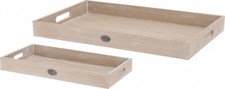 Serviertablett Dekotablett Holztablett 2 Tlg. Beige Tischgedeck Servieren Essen