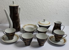 Mokka / Espresso Service, Freiberger Porzellan,DDR,braun-Gold,15-teilig (L70)