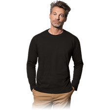 Herren Langarmshirt Langarm T-Shirt 100% Baumwolle Schwarz Gr. S - XXL NEU