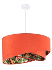 Stylische Hängeleuchte JILLIEN Orange Bunt floral Stoff Velours Optik Lampe