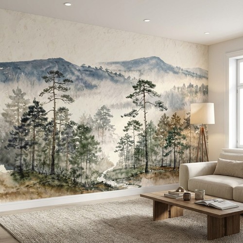 Waldlandschaft aquarell - waldlandschaft,