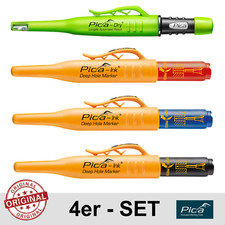 SET: 1x PICA DRY Bleistift 3030 + 3x PICA INK Tieflochmarker blau schwarz rot