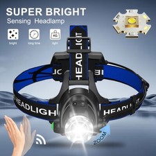 LED Headlight with 3 Lighting Modes Sensing Function USB Headlamp for Outdoor DE