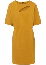 TRAUMHAFTES ELEGANTES SWEATKLEID IN SENFGELB IM SUPER DESIGN Gr.36/38 NEU  -3745