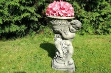 Gartenfigur Steinfigur Junge Blumentopf Deko Haus Garten Frostsicher