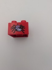 1x Lego Duplo Bau Stein 2x2x1 rot bedruckt Stein Spinne 3437pb052