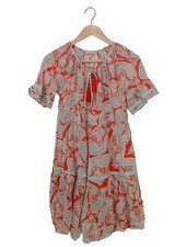 NILE Sommerkleid Damen Kleid Gr. DE 34 rot-wollweiß Casual-Look