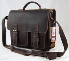 GreenBurry Aktentasche XXL 39*33*21 Büffel-Leder Lehrer-Tasche Aktenmappe 1128