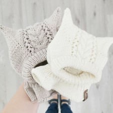Gestrickte Babymütze mit Ohren, BabyHelm, Kragen