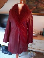 Echter Lammnappa Damenledermantel, mit abnehmbaren Kragen Lammfell. Gr. 36 rot. 