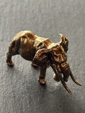 Messing Elefant mit Stoßzähnen | Massiv | Tierfigur | Dekofigur Safari Metall